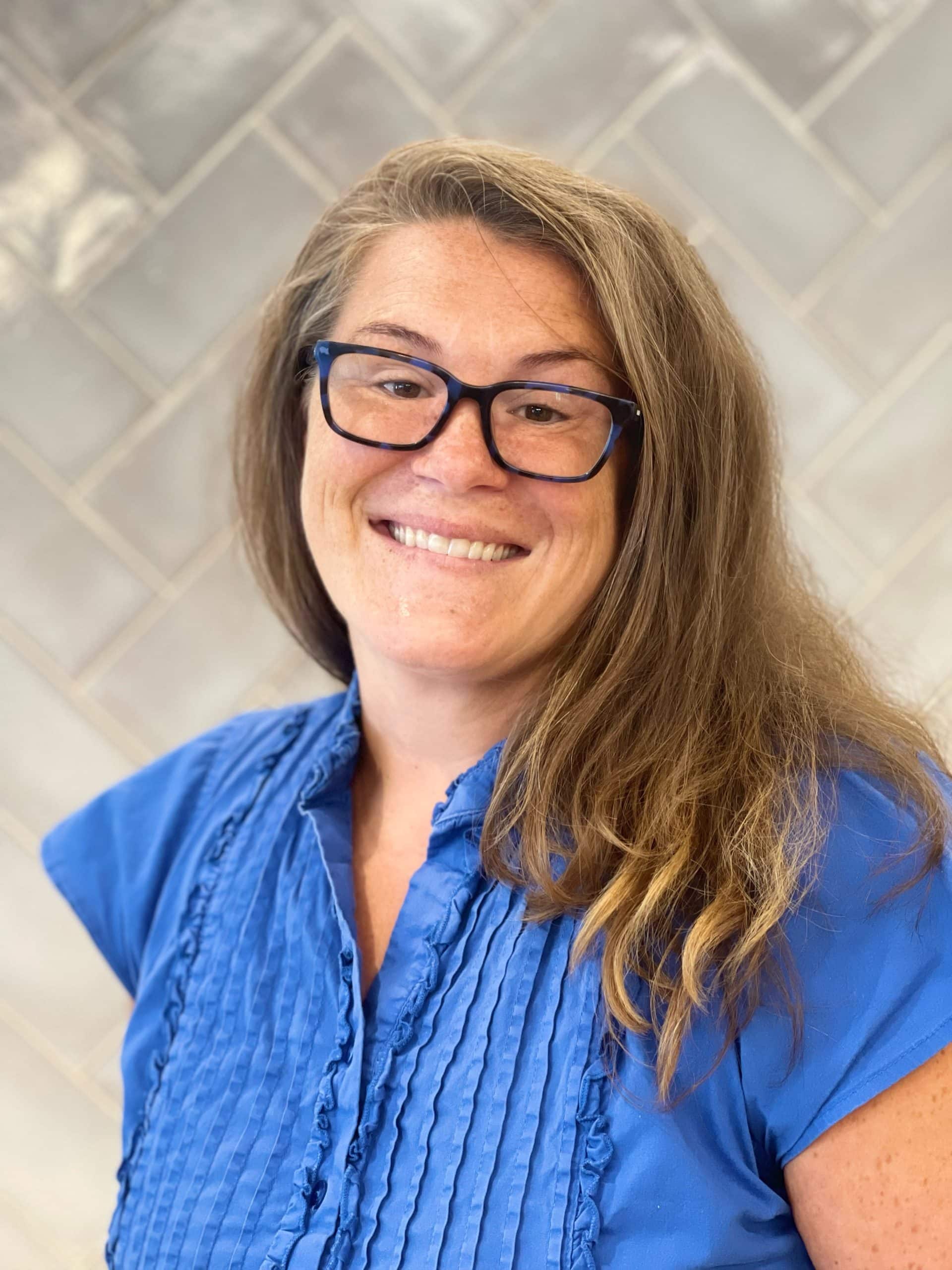 a photo of a woman smiling
