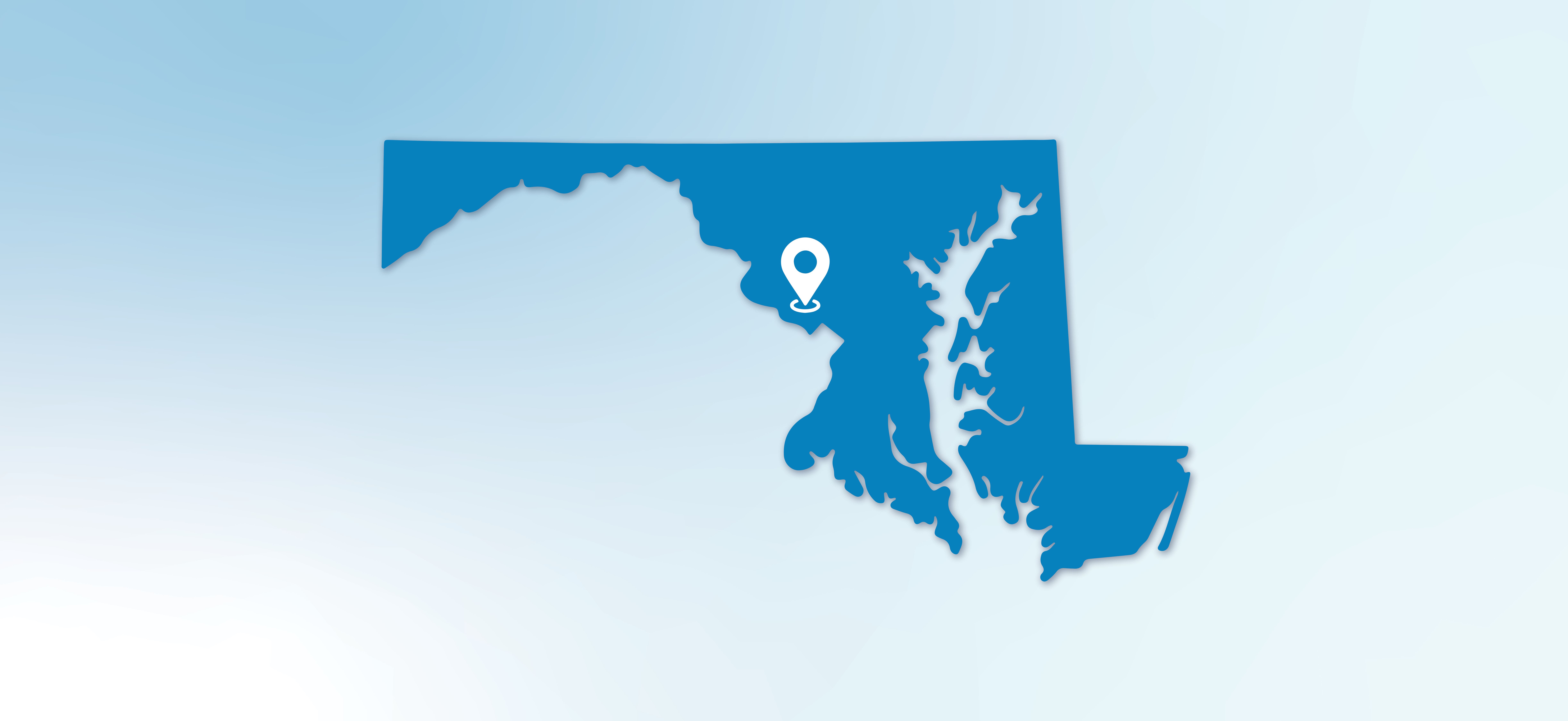 Map of Maryland with pin on Rockville.