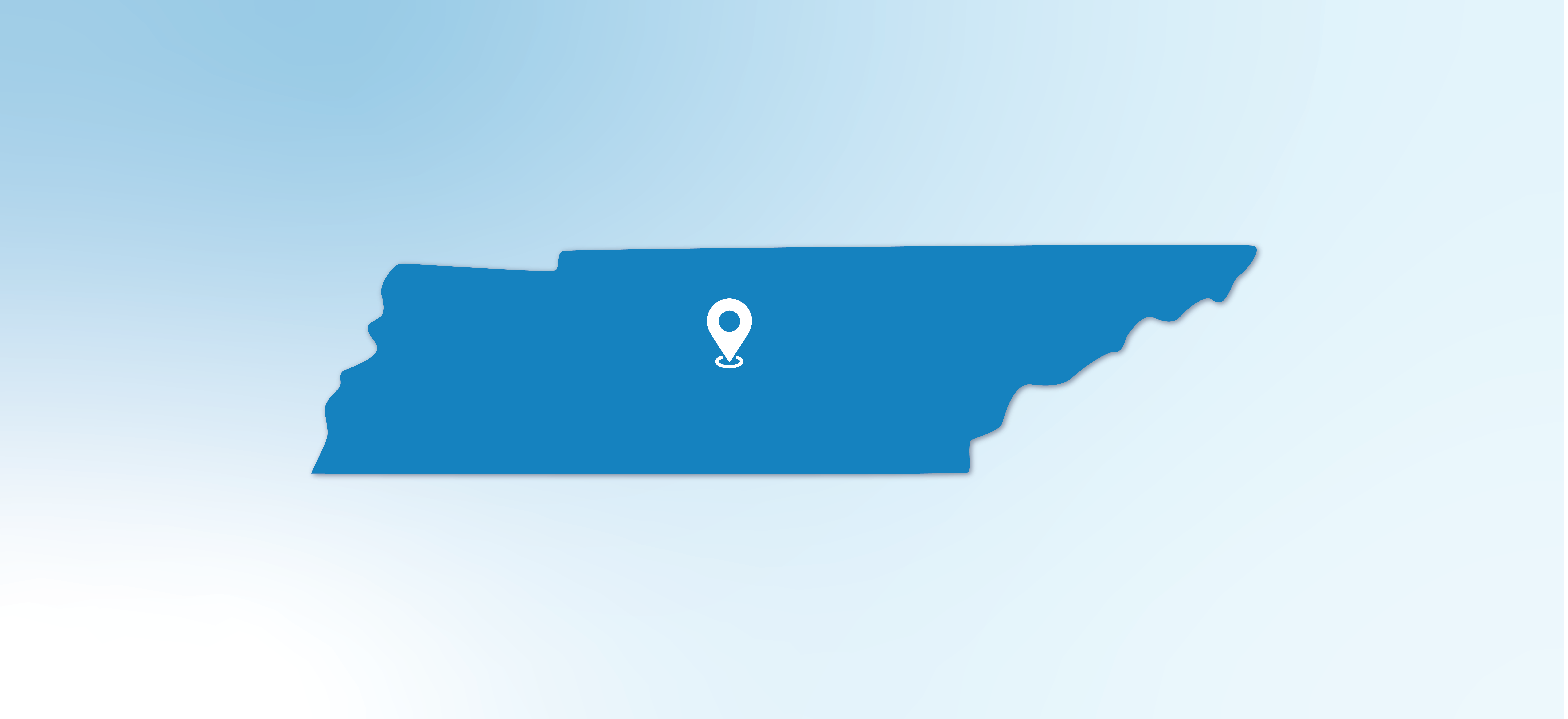 Map of Tennessee with a pin on Murfreesboro