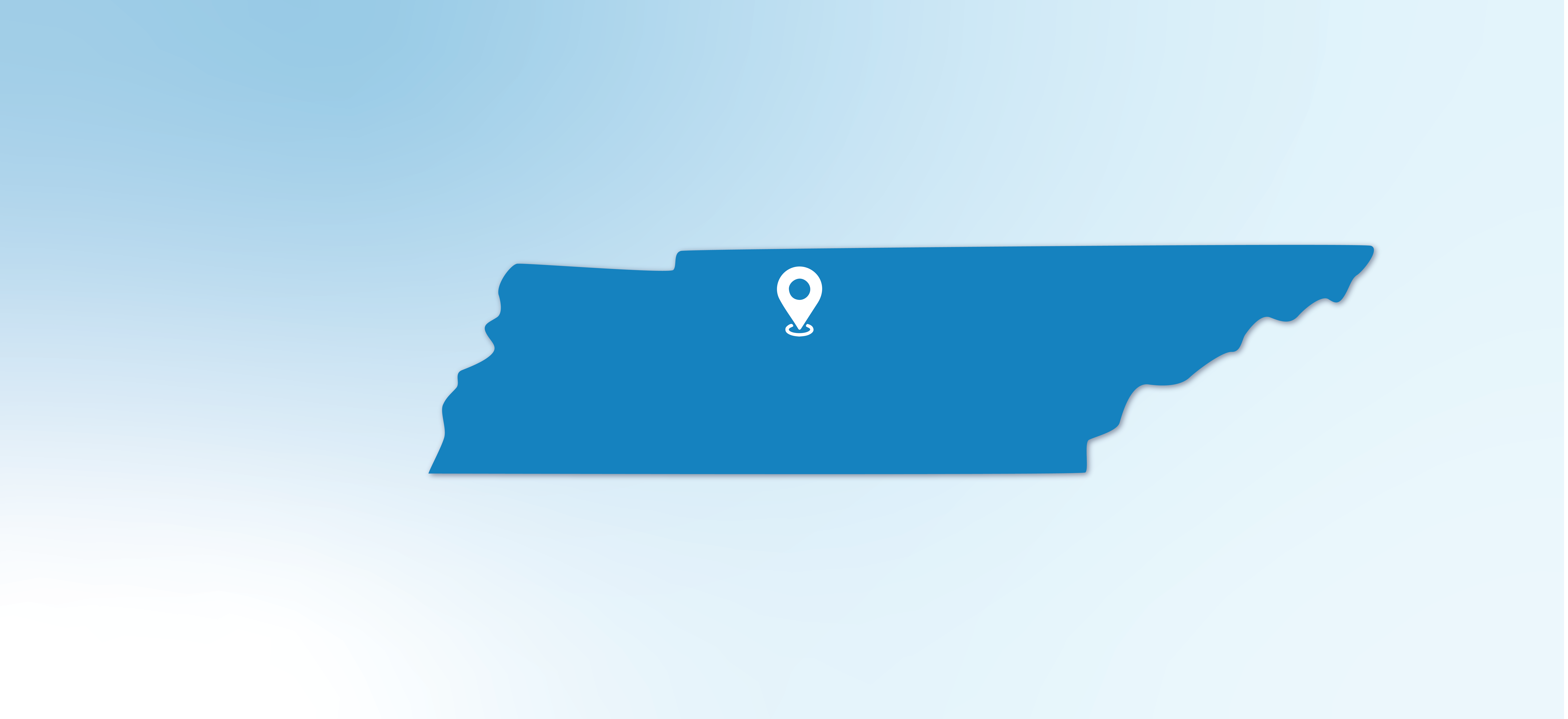 map image of Tennessee with a pin over Nashville